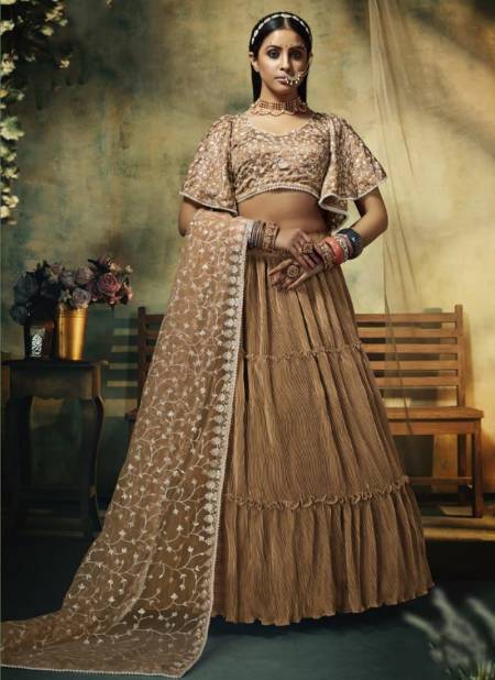 Brown Colour SHREEMATEE AAHANA New Designer Fancy Party Wear Lahenga Choli Colllection 122